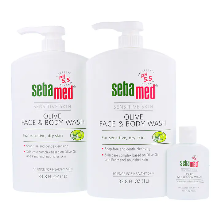 Sebamed Olive Face & Body Wash and Travel Size Wash - Master